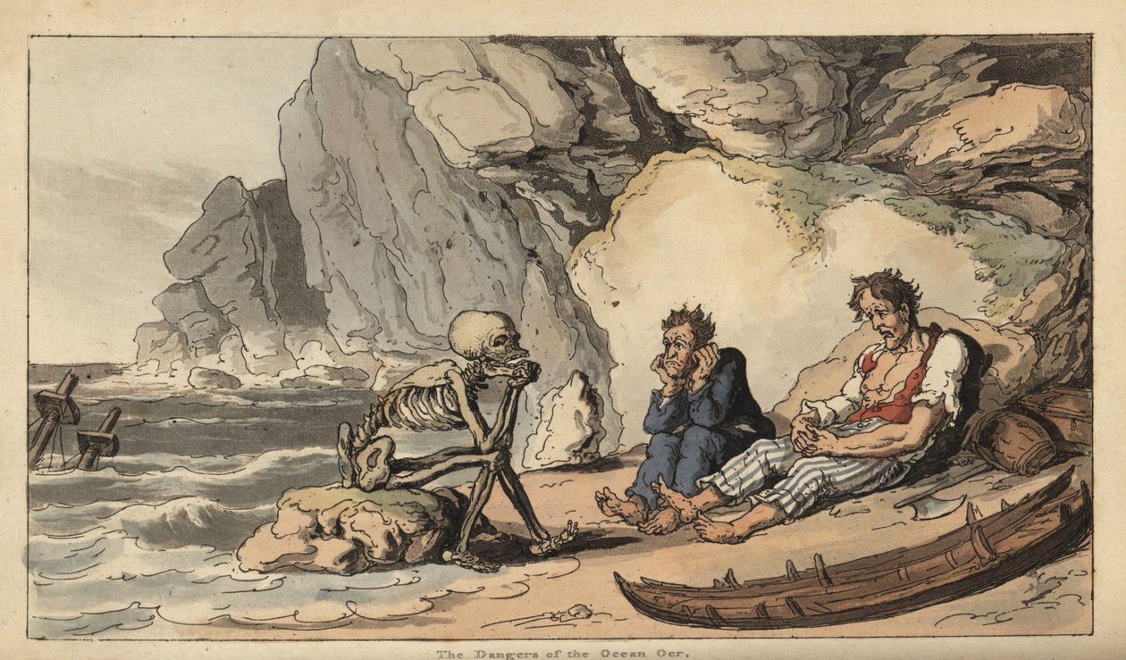 The Skeletal Figure of Death on a Beach by Thomas Rowlandson