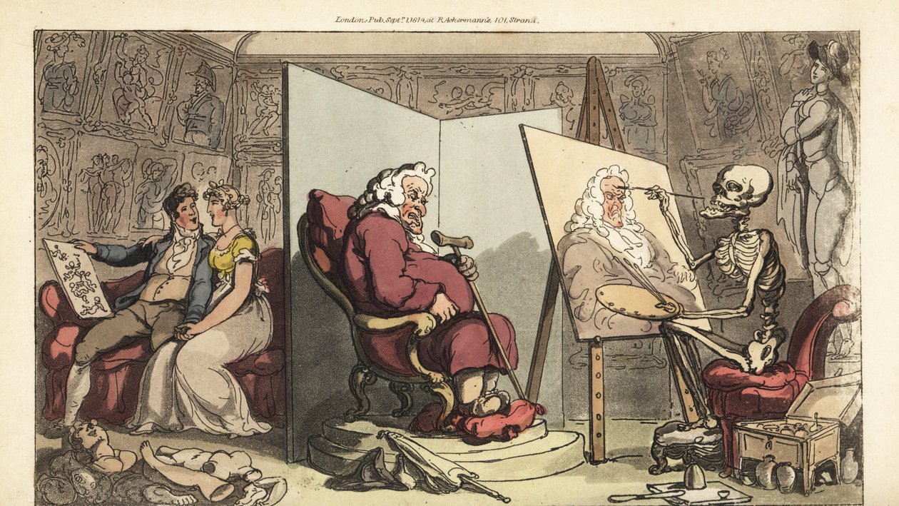 The Skeleton of Death Paints a Portrait of an Alderman by Thomas Rowlandson