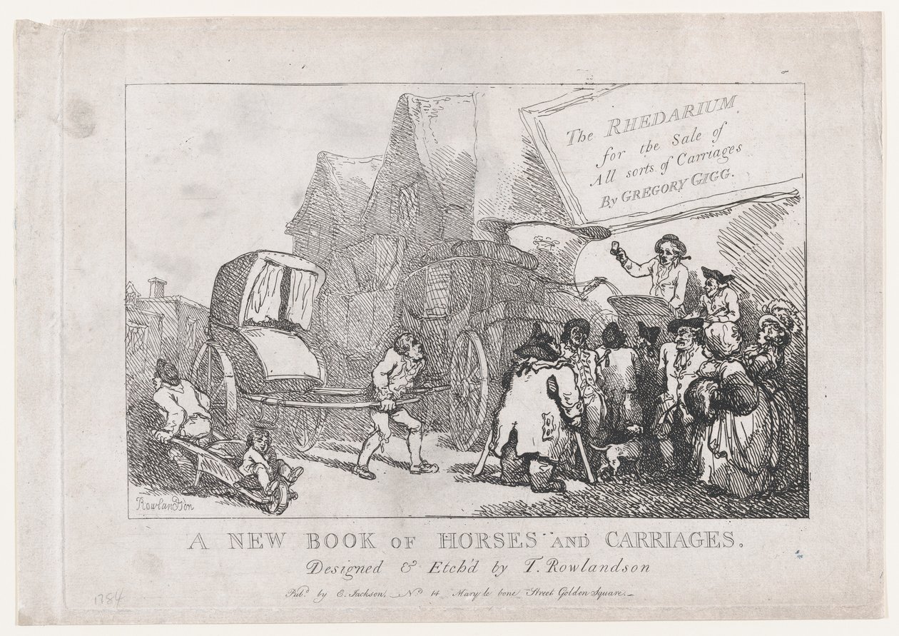 Title Page: A New Book of Horses and Carriages, or, The Rhedarium for the Sale of All Sorts by Thomas Rowlandson
