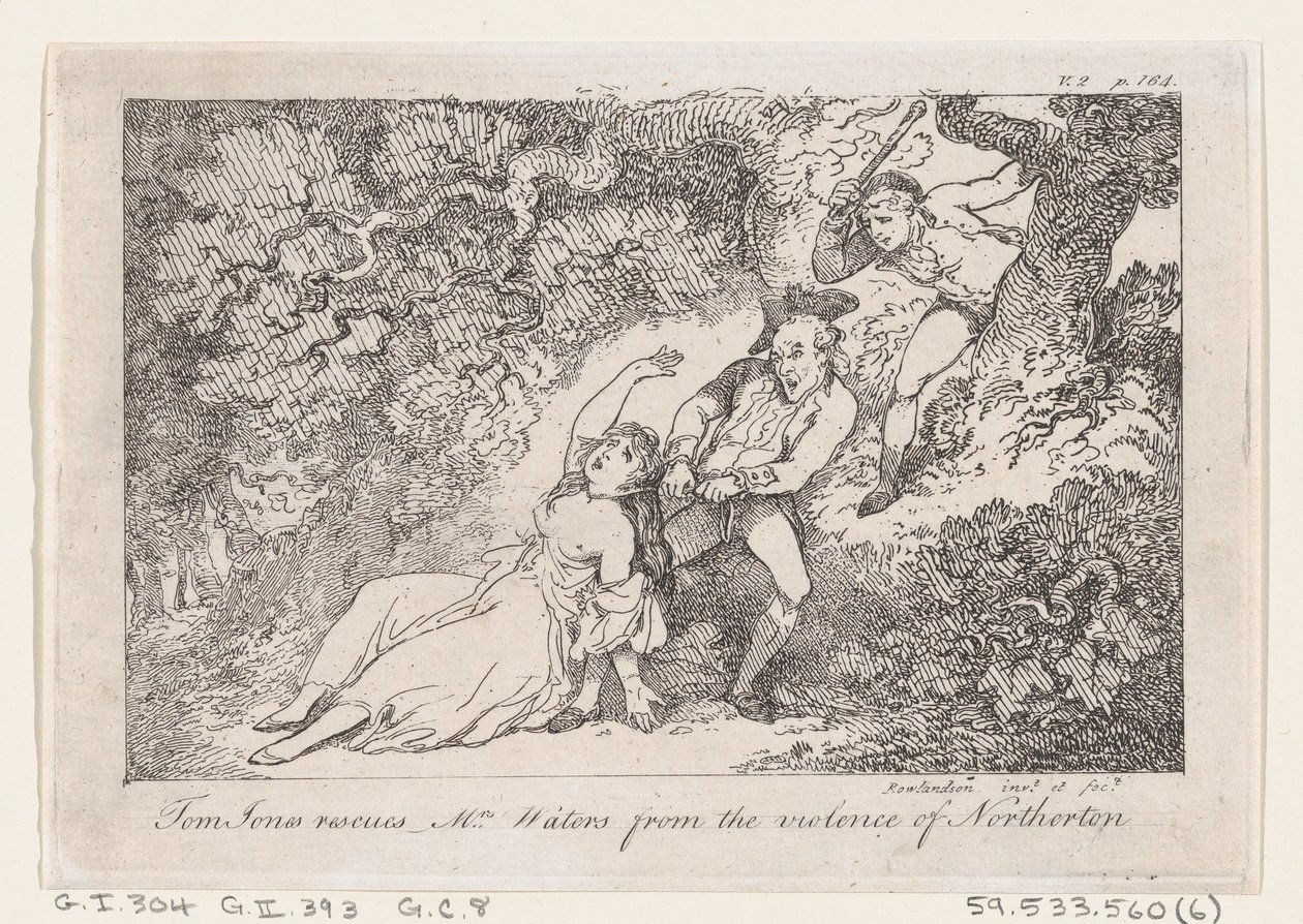 Tom Jones Rescues Mrs Waters from the Violence of Northerton, from The History of Tom Jones by Thomas Rowlandson