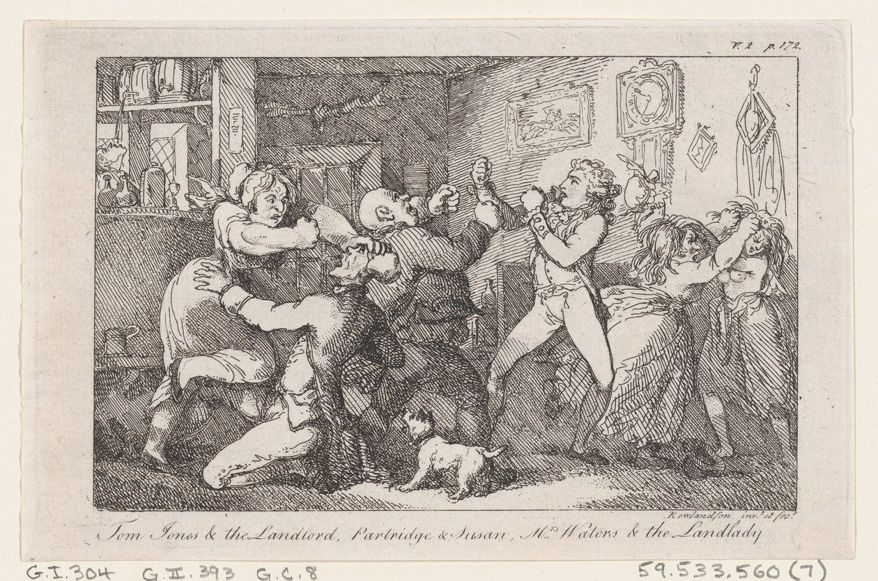 Tom Jones & the Landlord, Partridge & Susan, Mrs Waters & the Landlady, from The History, 1792 by Thomas Rowlandson