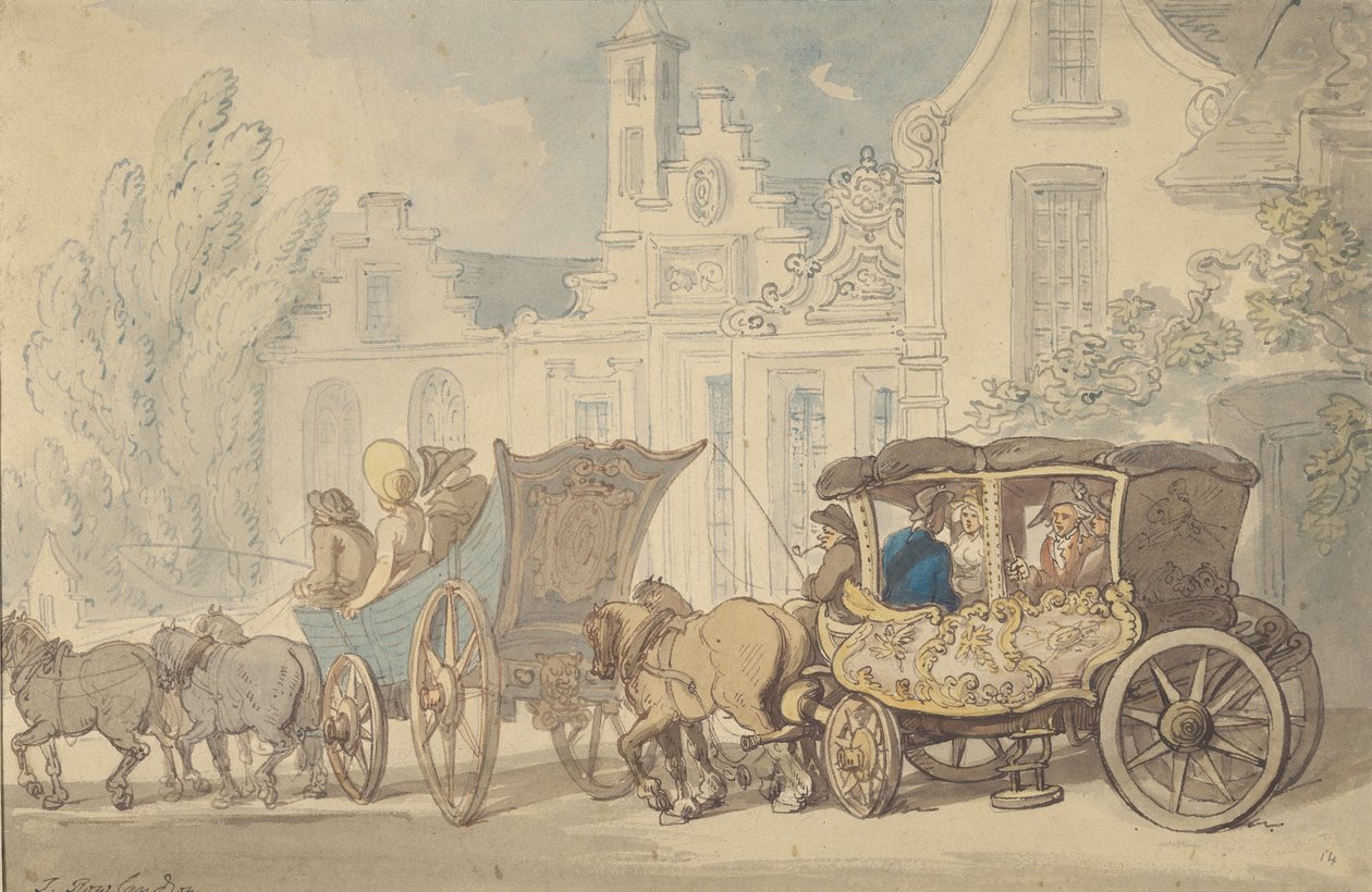 Two Coaches - Travelling in France? by Thomas Rowlandson
