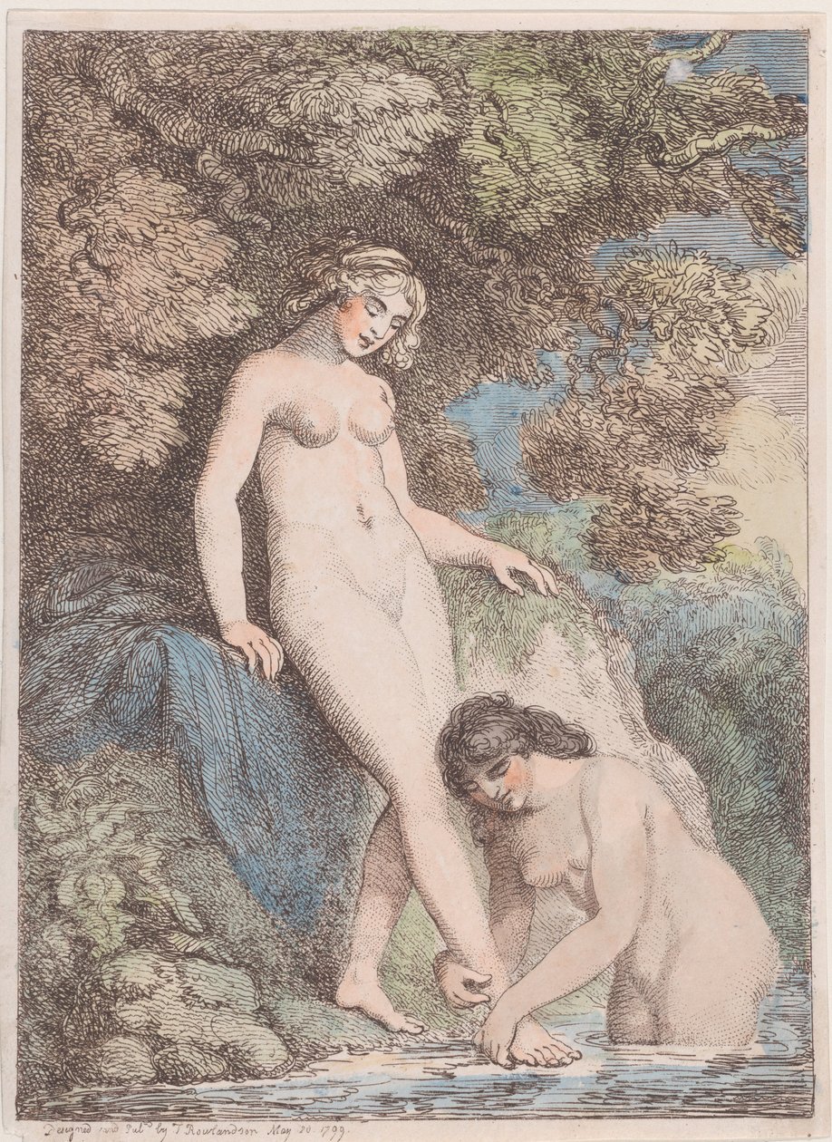 Two Nymphs Bathing, One Washing the Other