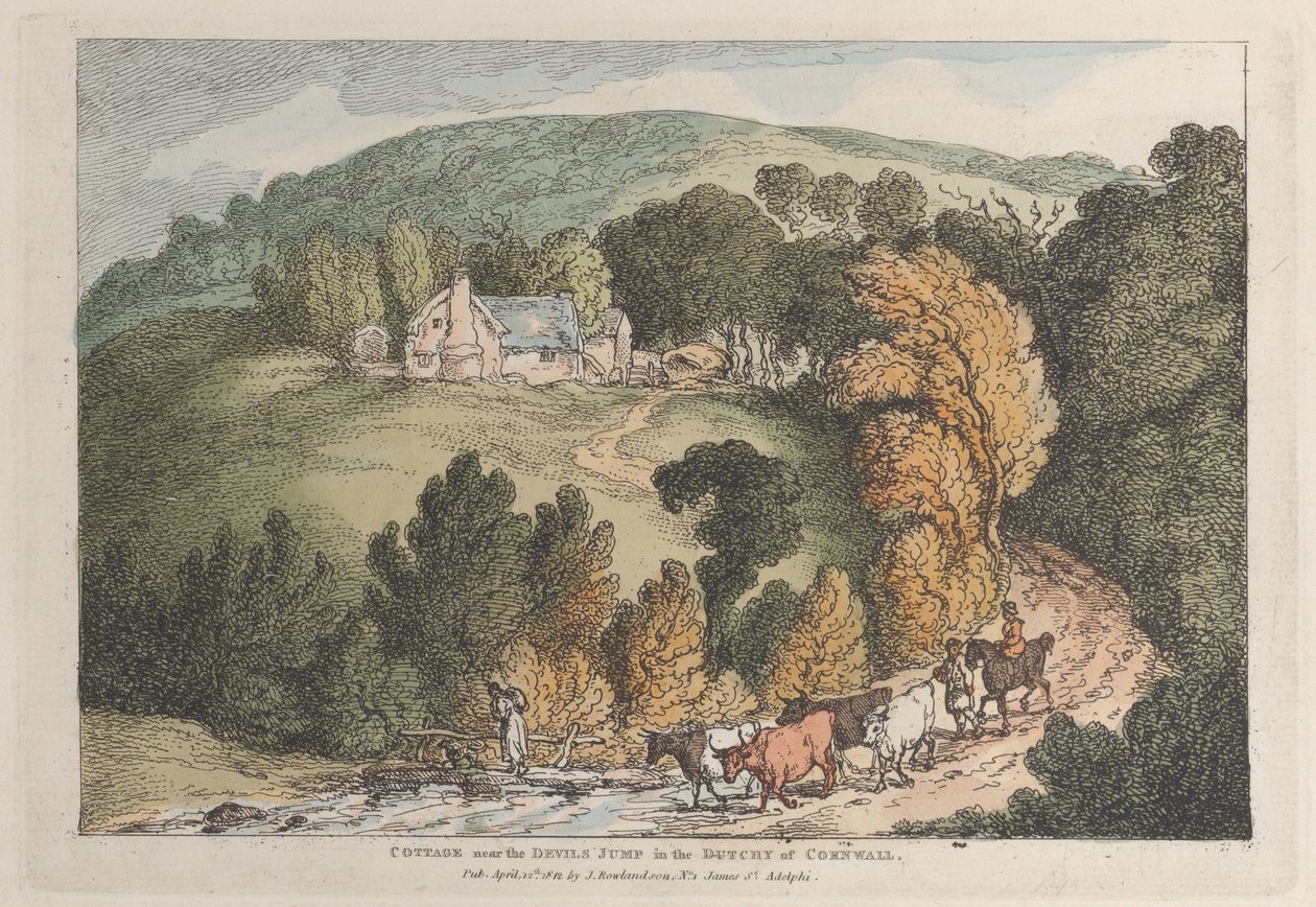 View of the Church and Village of St. Cue, Cornwall by Thomas Rowlandson