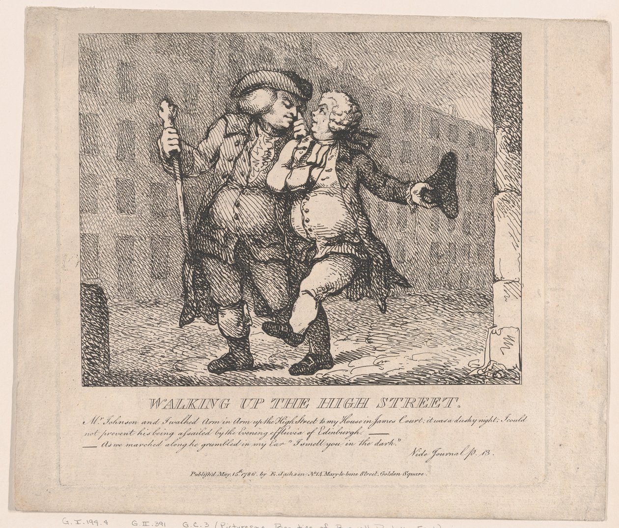 Walking Up the High Street, Edinburgh Picturesque Beauties of Boswell, Part the F... by Thomas Rowlandson