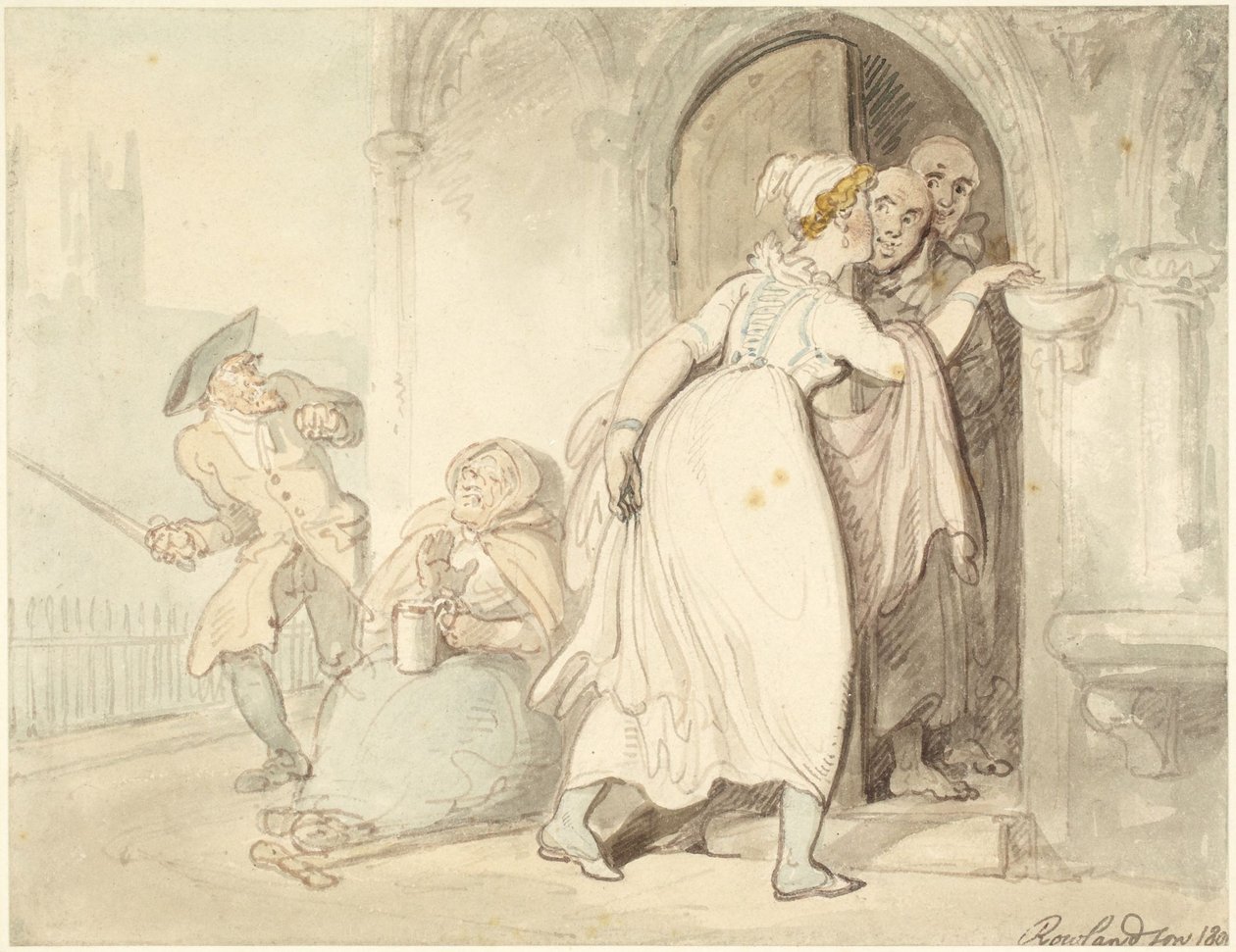 Young Woman at Church Door or Confession by Thomas Rowlandson