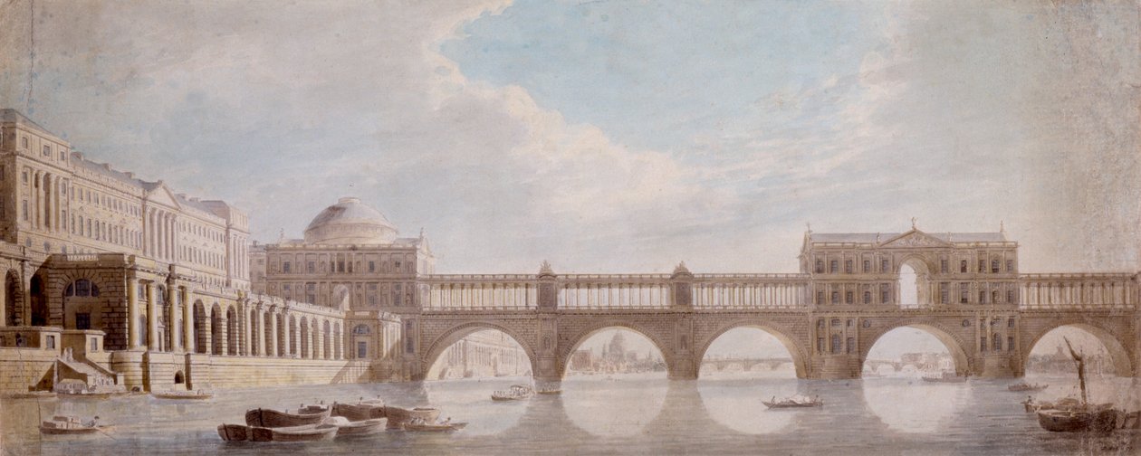 Proposed Design for a Bridge over the River Thames at Somerset House by Thomas Sandby