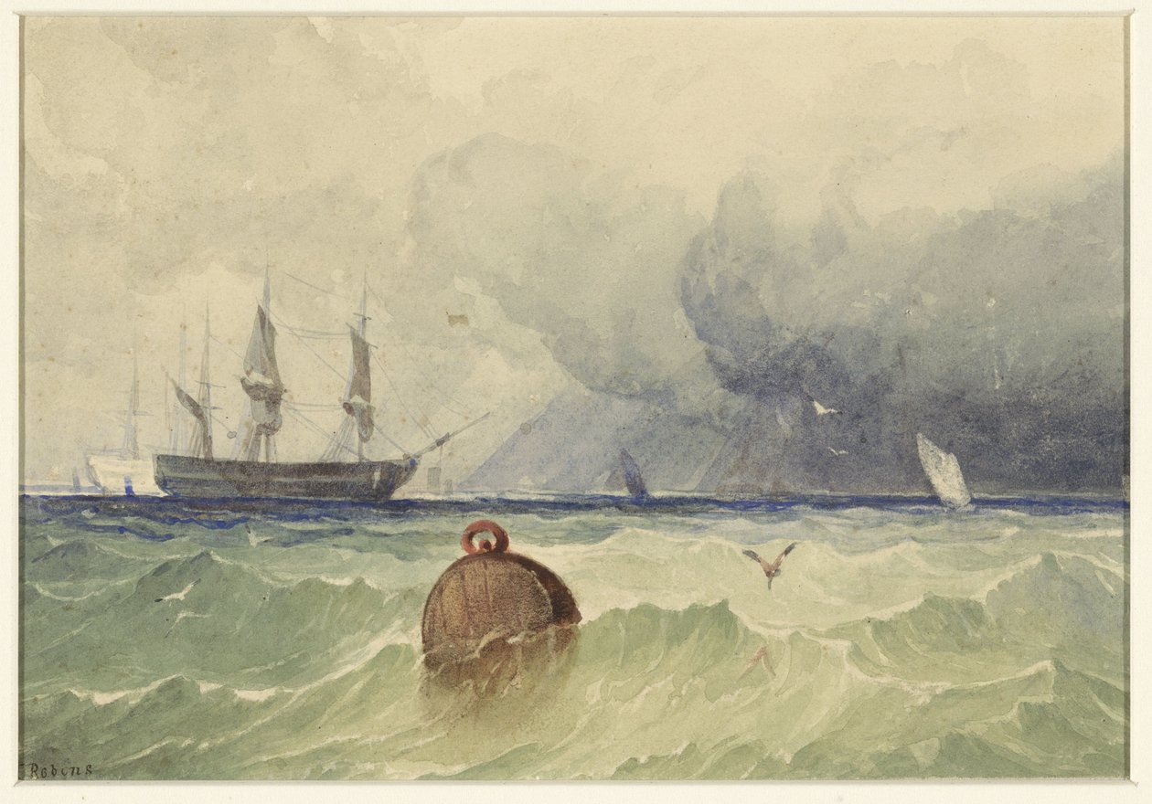 Three-Masters Anchored in Heavy Weather by Thomas Sewell Robins