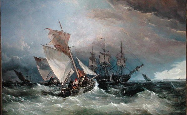 Shrimp Cutters off the Nore, Sheerness in the Distance, c.1854 by Thomas Sewell Robins