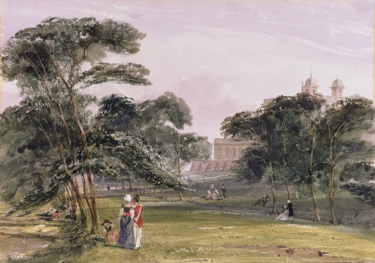 Figures in the Park below the Observatory, Greenwich by Thomas Shotter Boys