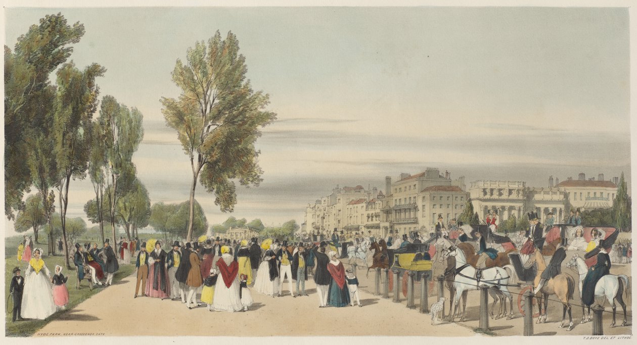 London As It Is: Hyde Park, near Grosvenor Gate by Thomas Shotter Boys
