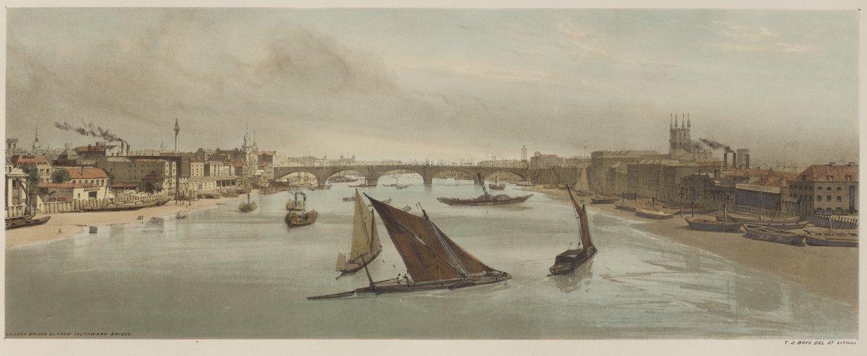 London As It Is: London Bridge, from Southwark Bridge by Thomas Shotter Boys