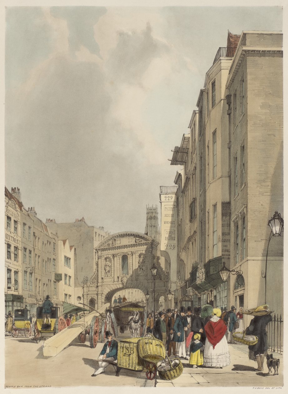London As It Is: Temple Bar, from the Strand by Thomas Shotter Boys