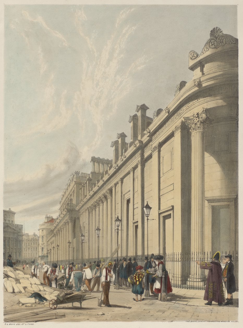London As It Is: The Bank, Looking towards the Mansion House by Thomas Shotter Boys