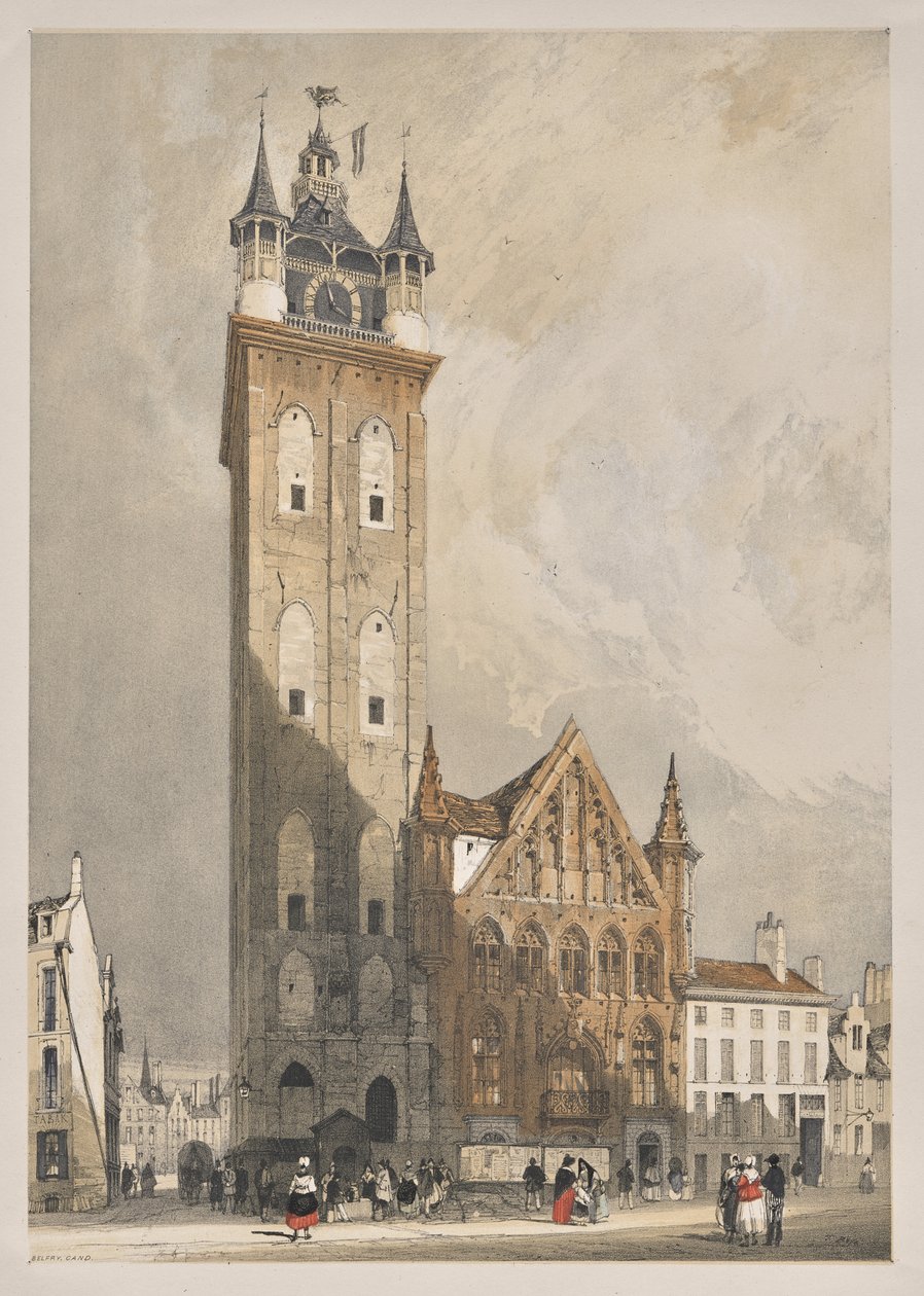 Picturesque Architecture in Paris, Ghent, Antwerp, Rouen: Belfrey, Ghent, Belgium by Thomas Shotter Boys
