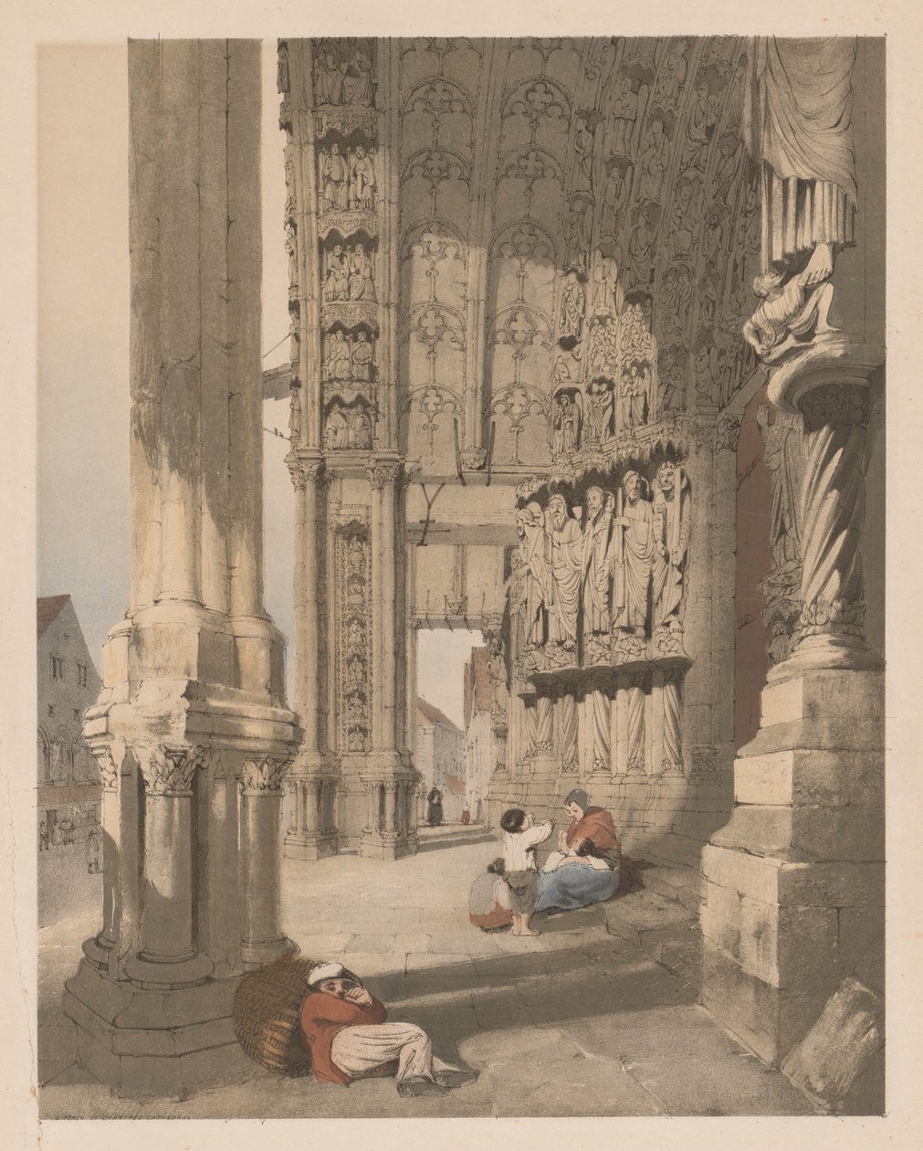 Picturesque Architecture in Paris, Ghent, Antwerp, Rouen, Etc.: South Porch of Chartres Cathedral by Thomas Shotter Boys