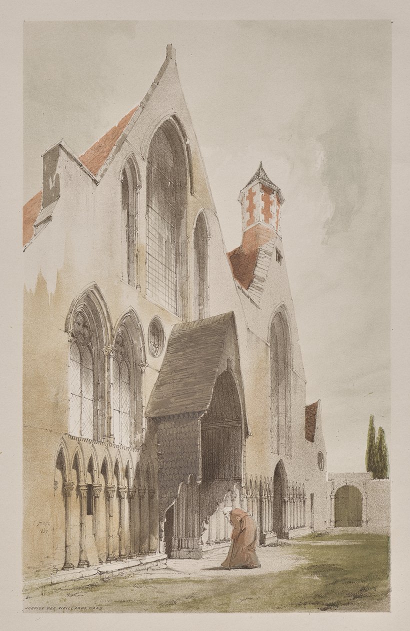 Picturesque Architecture in Paris, Ghent, Antwerp, Rouen: Hospice des Vieillards, Ghent, Belgium by Thomas Shotter Boys