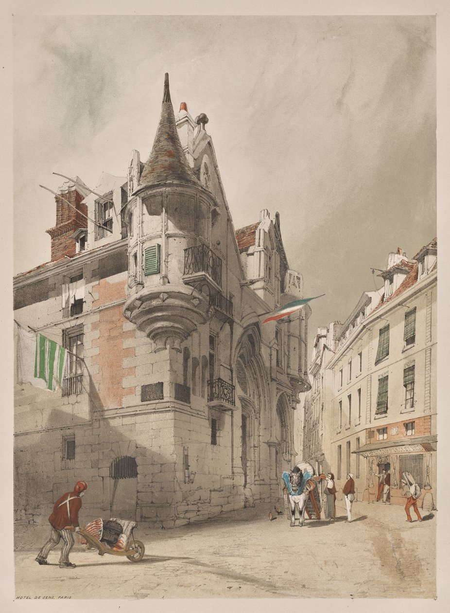 Picturesque Architecture in Paris, Ghent, Antwerp, Rouen: Hôtel de Sens, Paris by Thomas Shotter Boys