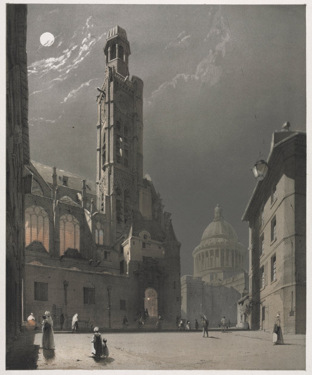 Picturesque Architecture in Paris, Ghent, Antwerp, Rouen: St. Etienne du Mont by Thomas Shotter Boys