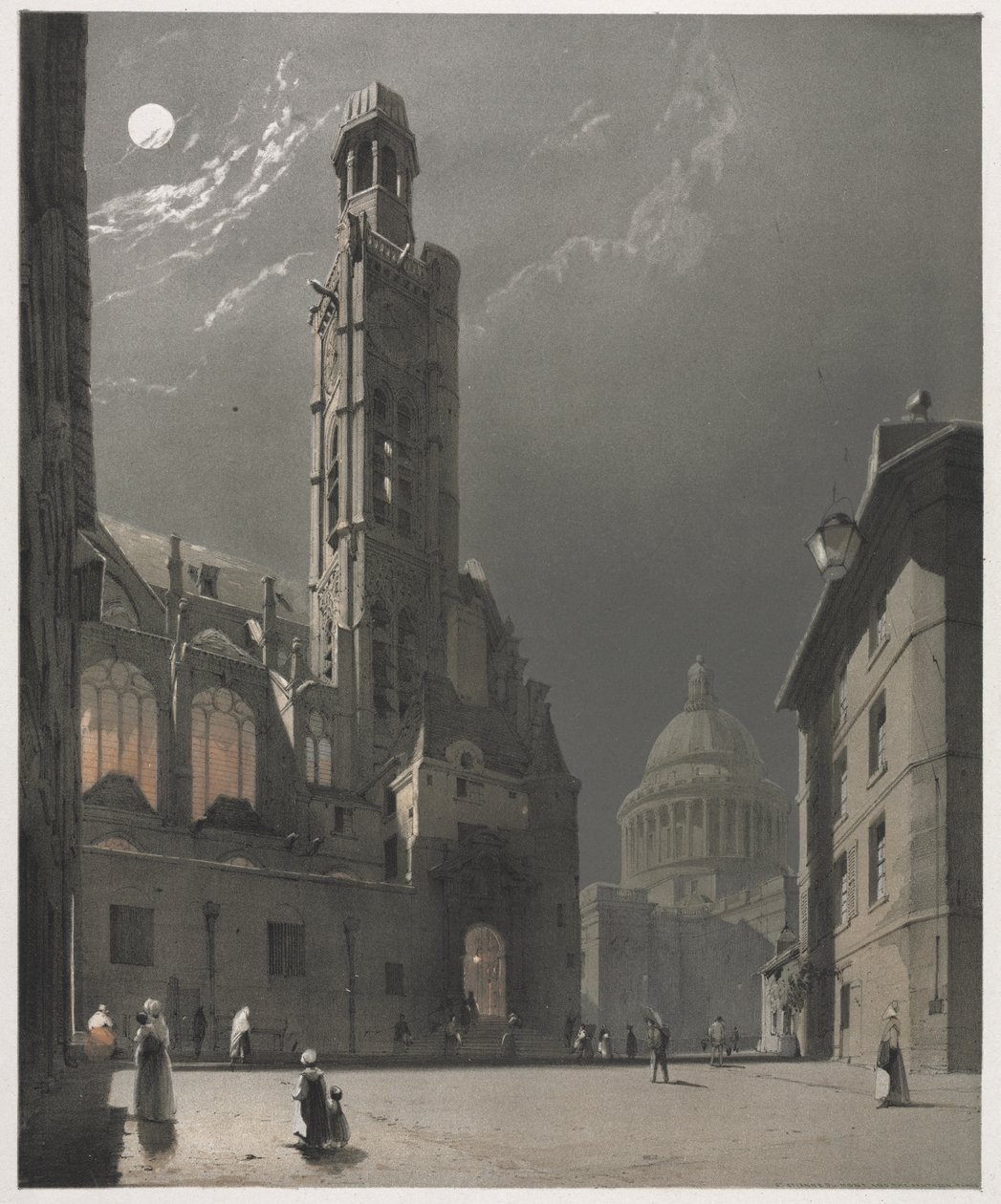 Picturesque Architecture in Paris, Ghent, Antwerp, Rouen: St. Etienne du Mont and the Pantheon, Paris by Thomas Shotter Boys