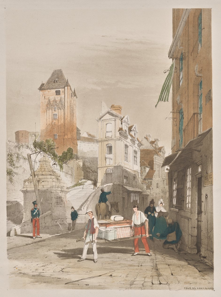 Picturesque Architecture in Paris, Ghent, Antwerp, Rouen: Tour de Remy, Dieppe, France by Thomas Shotter Boys