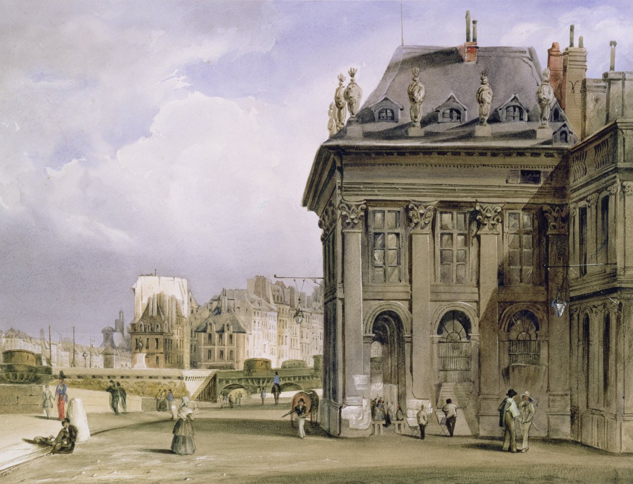 The Ile de la Cite from the Institut, Paris, c.1830-39 by Thomas Shotter Boys