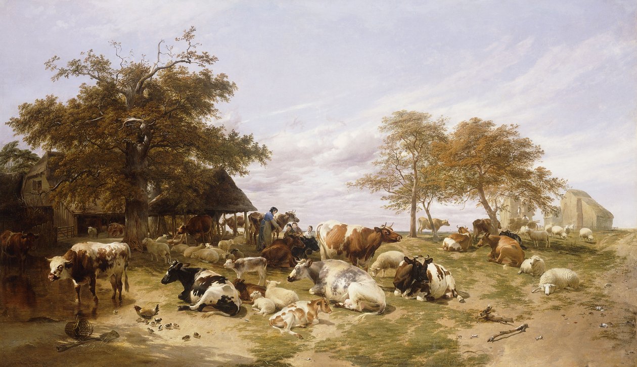 A Dairy Farm on the Marshes, East Kent by Thomas Sidney Cooper