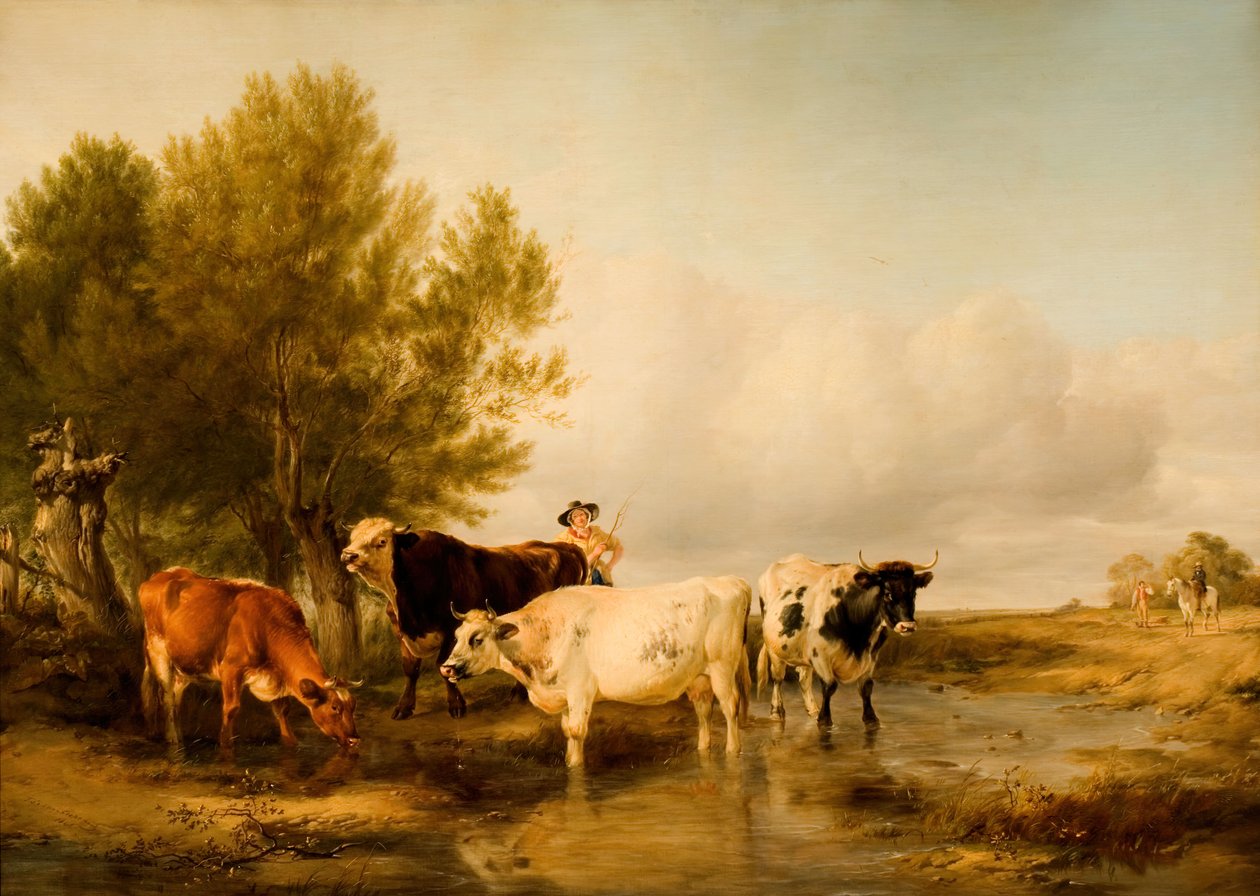 Cattle in a Stream, 1841 by Thomas Sidney Cooper
