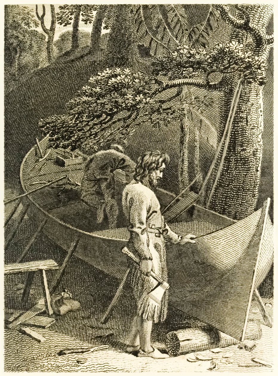 Robinson Crusoe and Friday Making a Boat from The Life and Strange Surprising Adventures of Robinson Crusoe, or York, Mariner by Daniel Defoe by Thomas Stothard