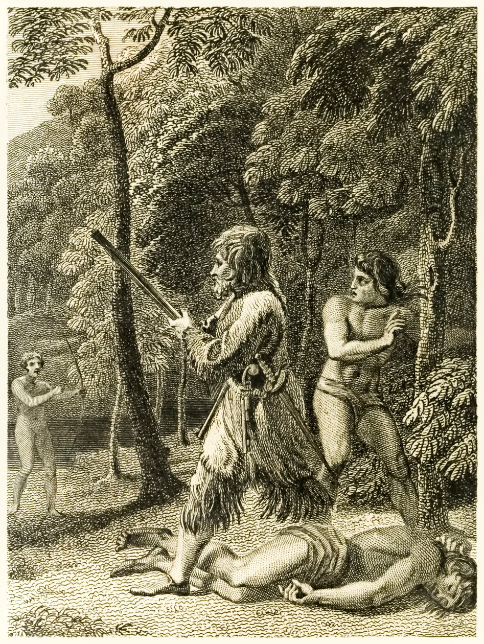 Robinson Crusoe First Sees and Rescues His Man Friday from The Life and Strange Surprising Adventures of Robinson Crusoe, or York, Mariner by Daniel Defoe by Thomas Stothard