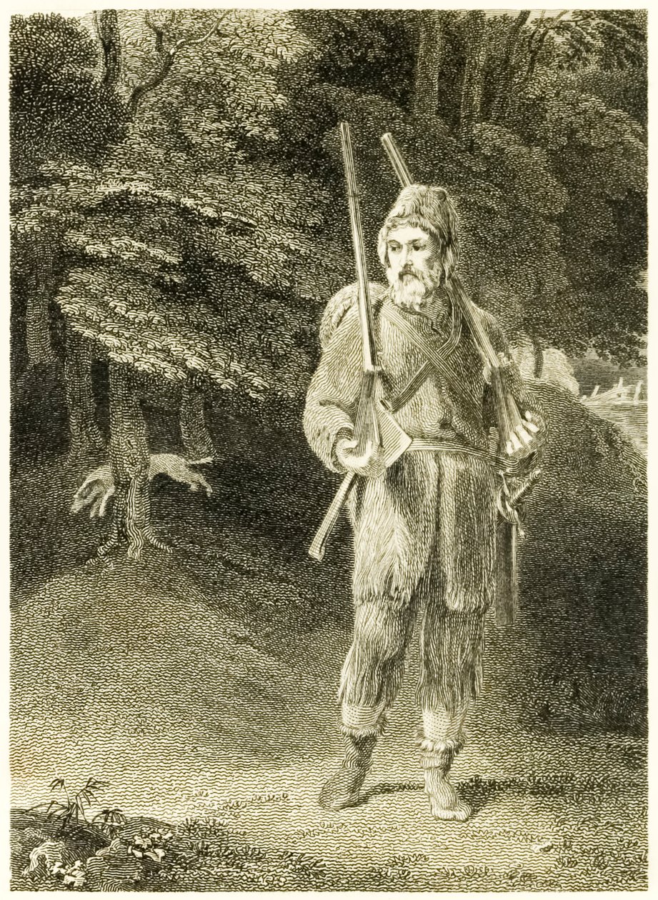 Robinson Crusoe Hunting from The Life and Strange Surprising Adventures of Robinson Crusoe, or York, Mariner by Daniel Defoe by Thomas Stothard