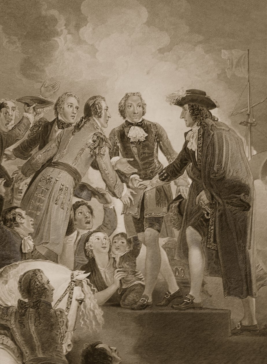 The Landing of William 3rd at Torbay, engraved by George Noble, Illustration from David Hume
