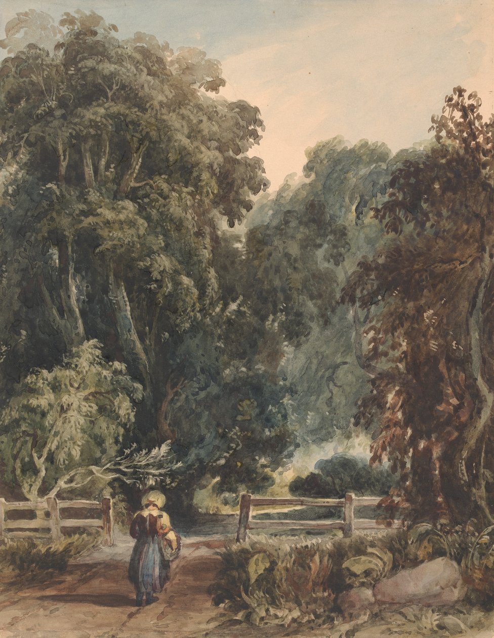 Girl on Lane, Entering Wooded Area by Thomas Sully