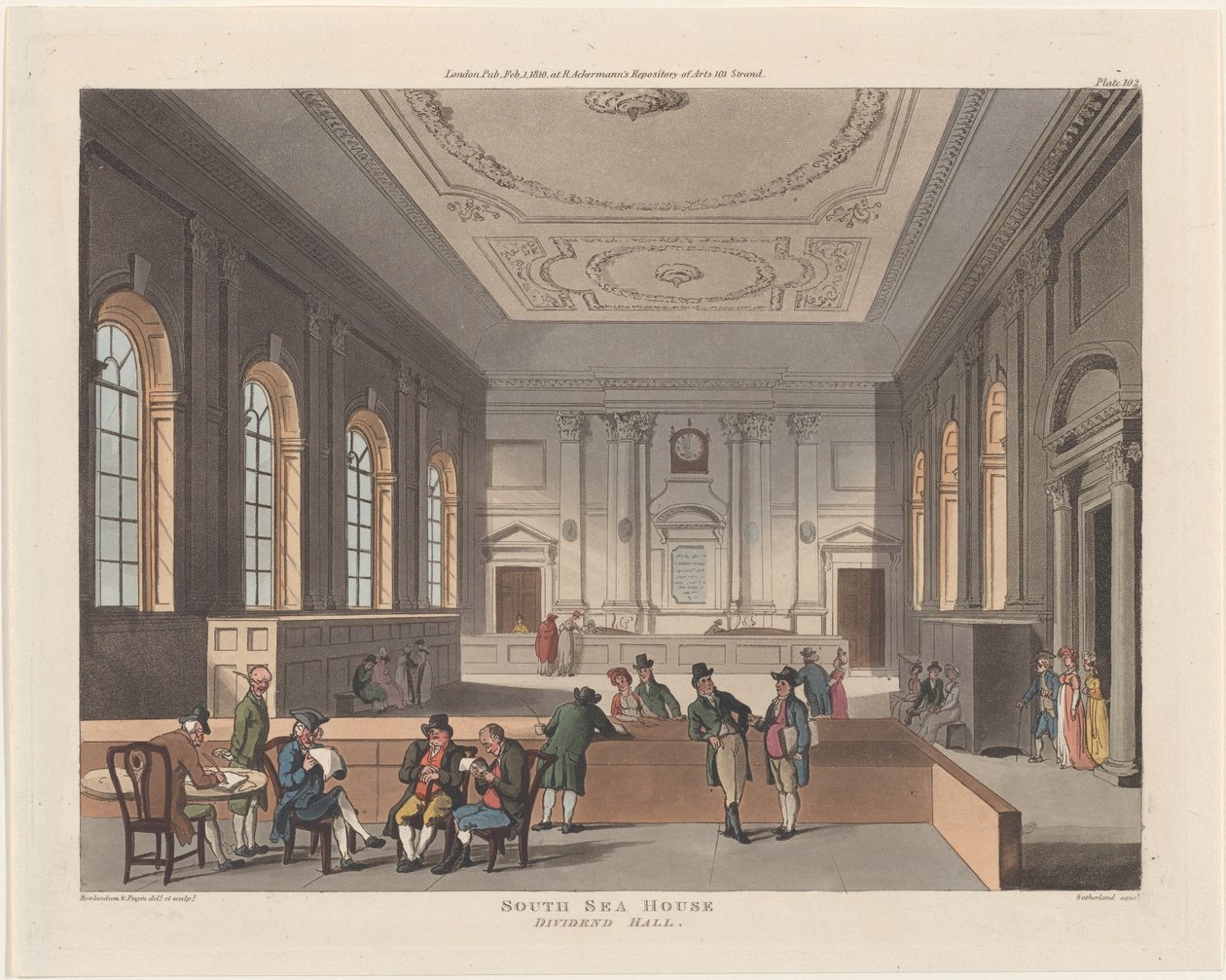South Sea House, Dividend Hall, February 1, 1810 by Thomas Sutherland