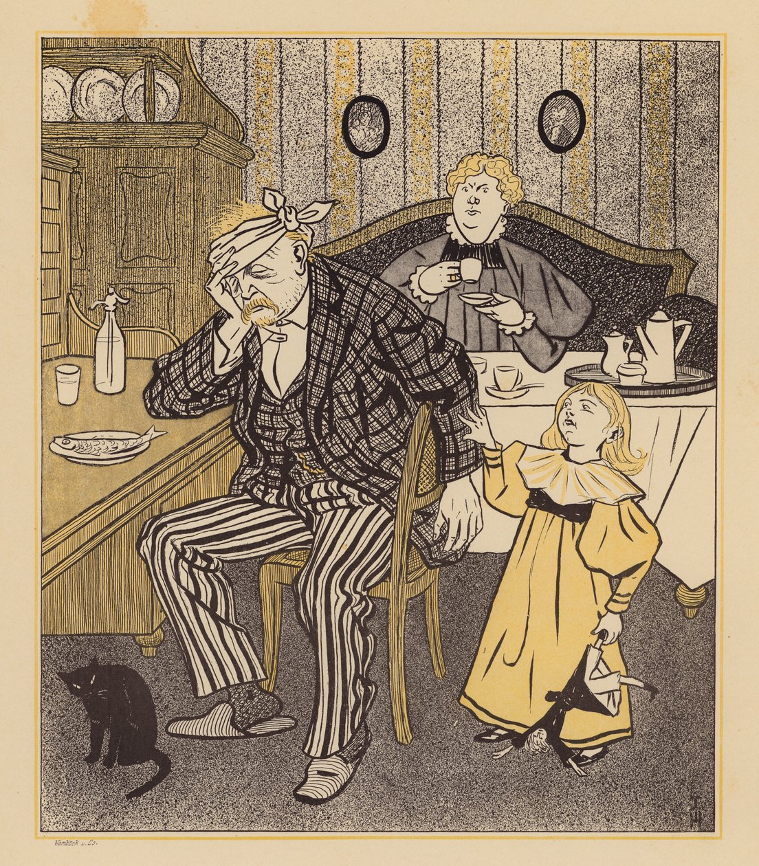 Man Nursing a Hangover After Overindulging on Carnival Night by Thomas Theodor Heine