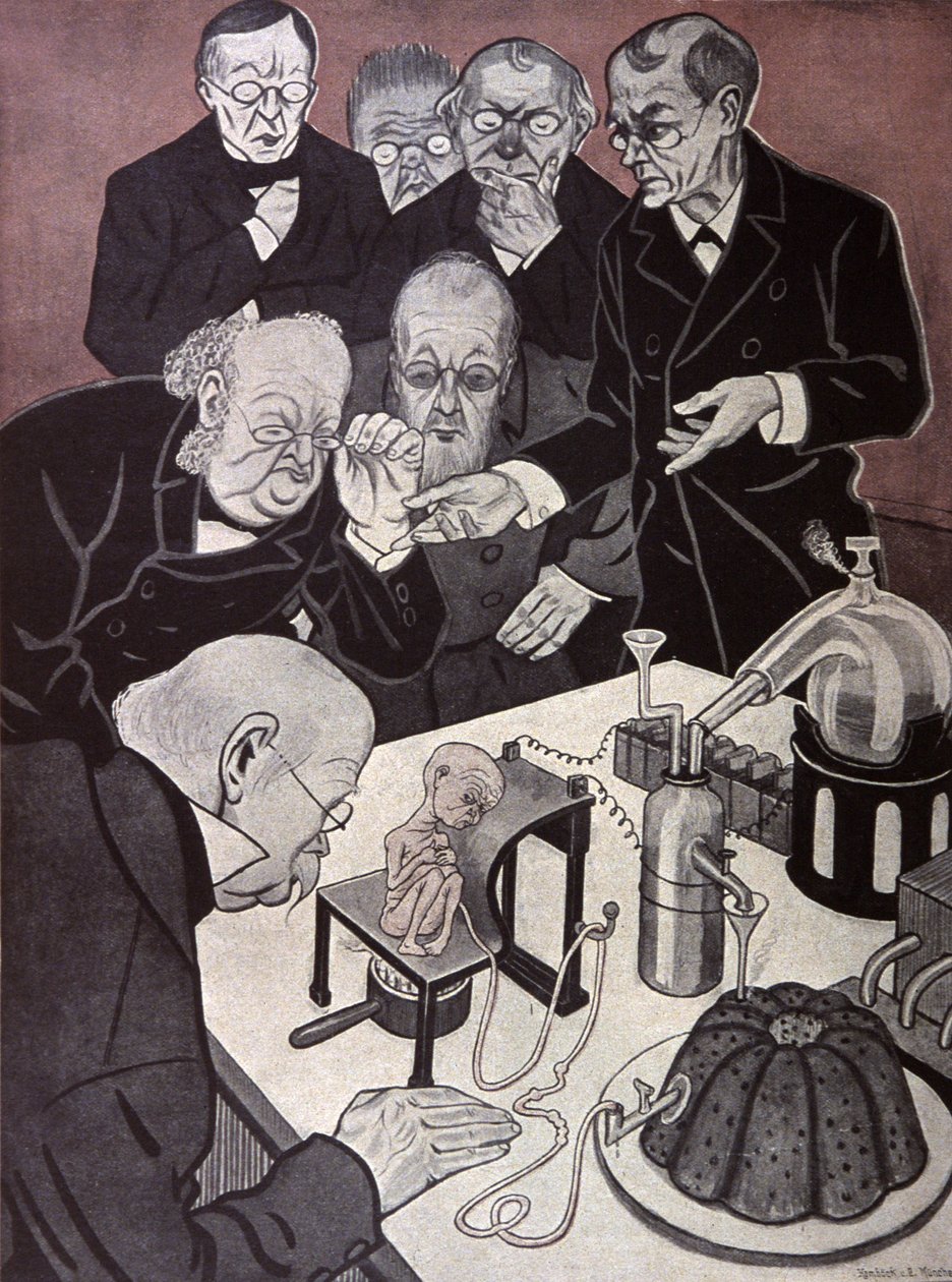 The homonculus (miniature though fully formed human body). Illustration by Th.Th. Heine in: Simplicissimus, Germany, c.1900 by Thomas Theodor Heine