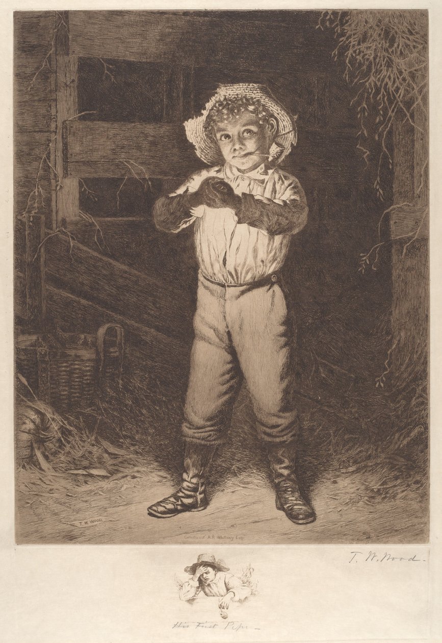 His First Pipe by Thomas Waterman Wood