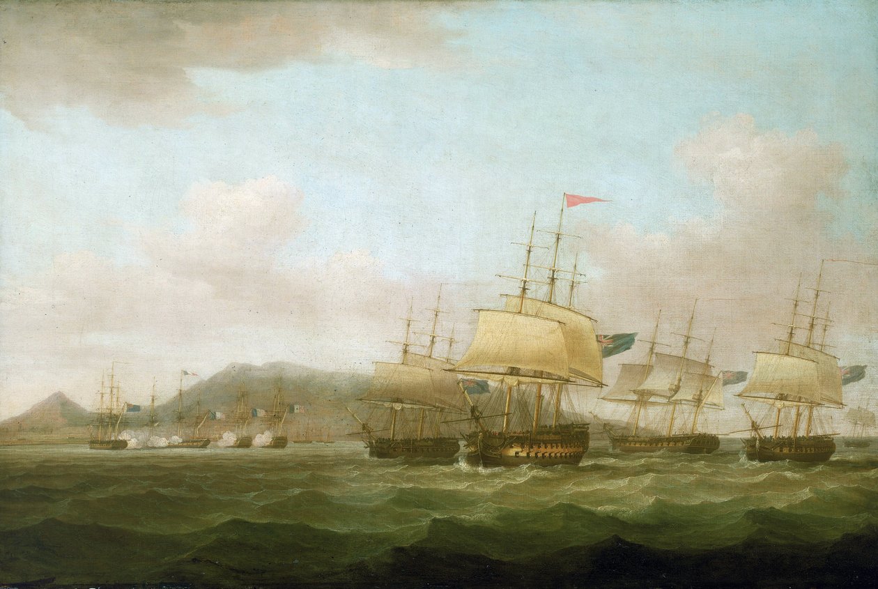 The capture of Saint Paul, near Bourbon Island (now Reunion Island) by the British fleet, September 21 by Thomas Whitcombe
