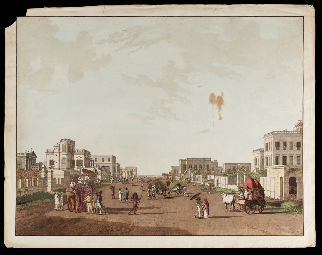 Old Court House Street Looking South from the Views of Calcutta by Thomas und William Daniell