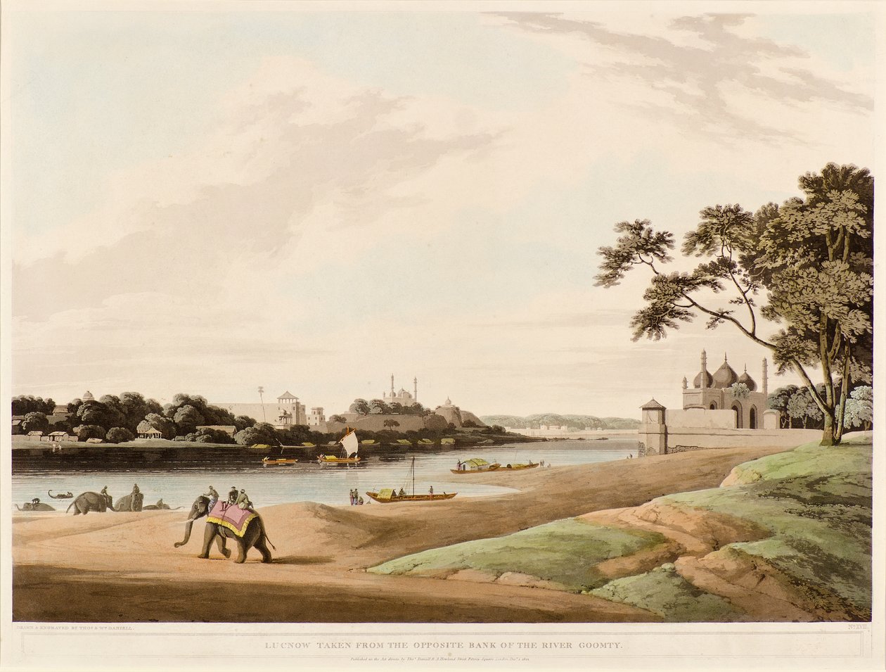 Lucknow taken from the opposite bank of the River Goomty by Thomas und William Daniell