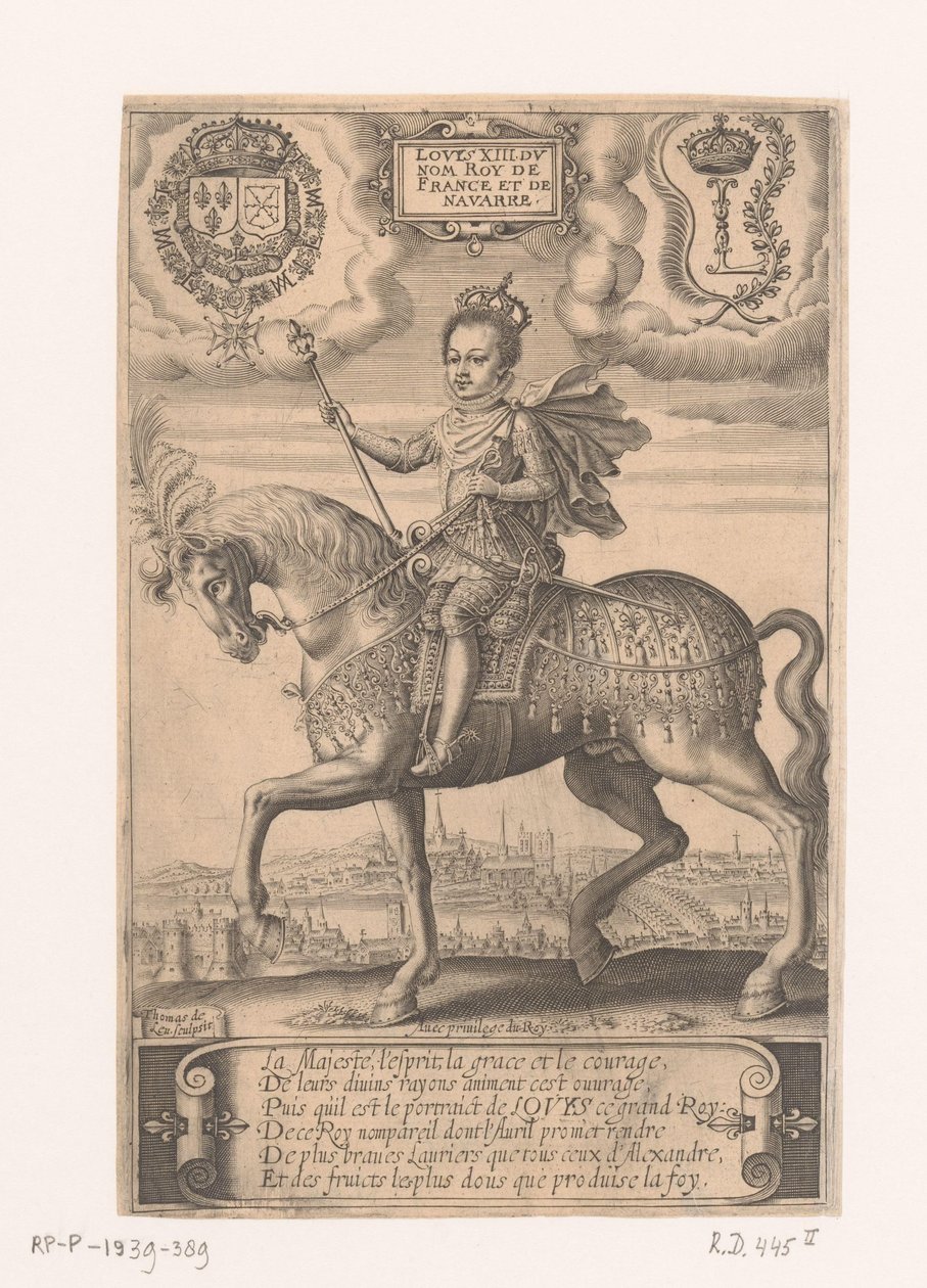 Portrait of Louis XIII on Horseback, with a View of Paris in the Background by Thomas de Leu