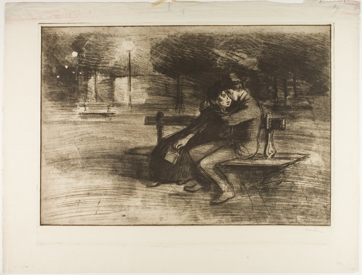 Lovers on a Bench by Théophile Alexandre Pierre Steinlen