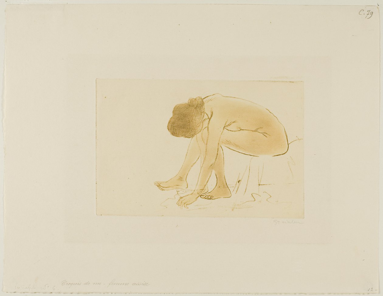 Seated Woman Wiping Her Feet by Théophile Alexandre Pierre Steinlen