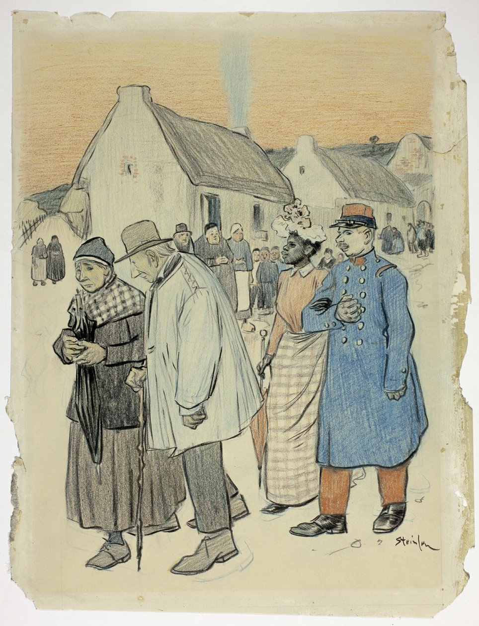 Street Scene with Two Couples by Théophile Alexandre Pierre Steinlen