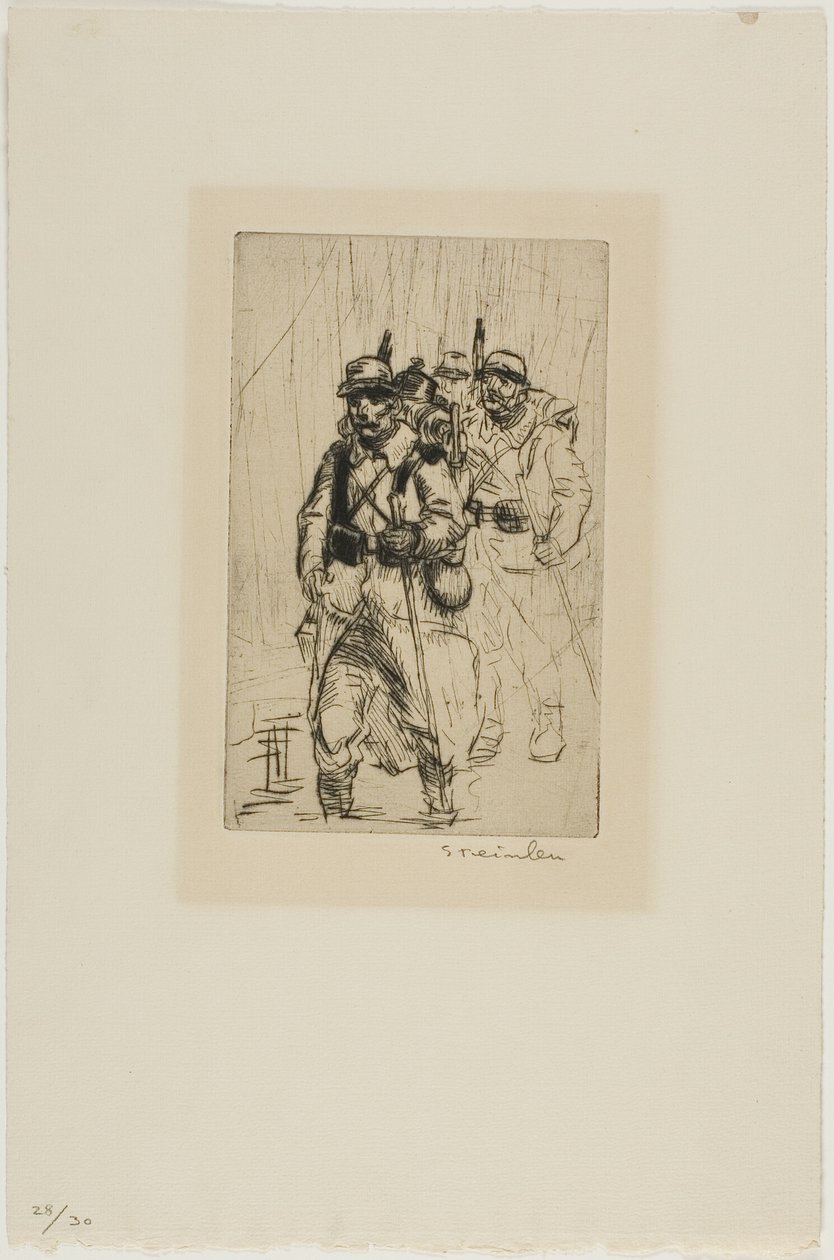 Three Soldiers Walking by Théophile Alexandre Pierre Steinlen