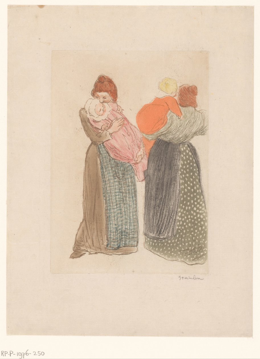 Two mothers with children by Théophile Alexandre Steinlen (signed by artist)