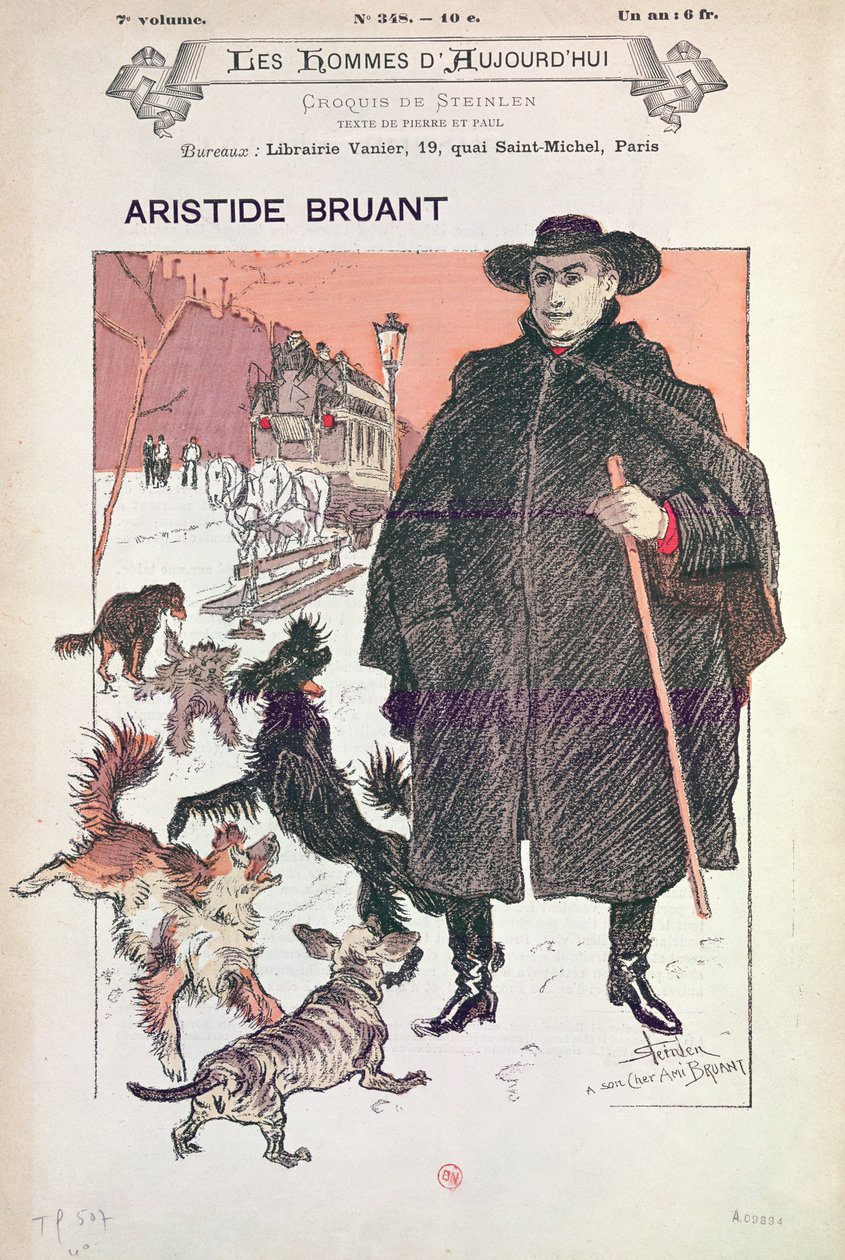 Caricature of Aristide Bruant in Les Hommes d