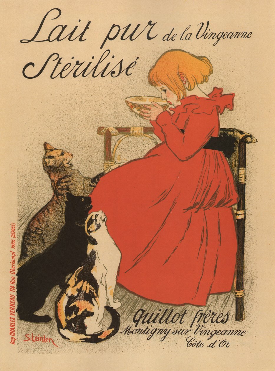 Lait Pur Stérilisé de la Vingeanne Poster, 1890s by Théophile Alexandre Steinlen