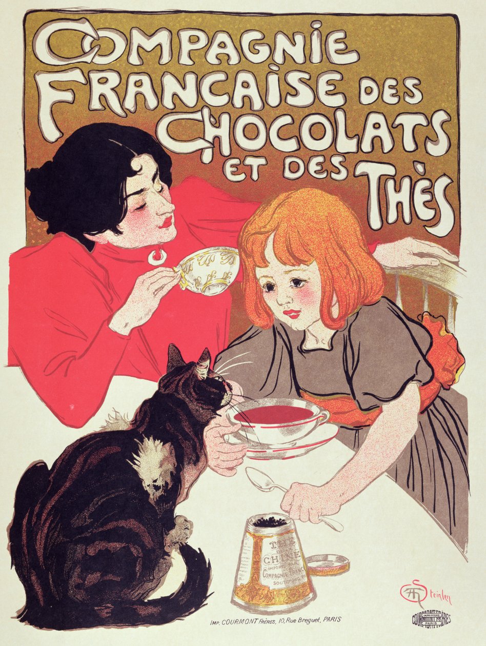 Poster Advertising the Compagnie Francaise des Chocolats et des Thes by Théophile Alexandre Steinlen