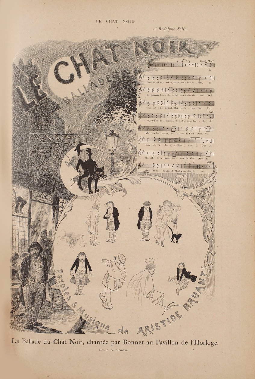 Story of the Famous Cabaret Le Chat Noir, Le Chat Noir Magazine by Théophile Alexandre Steinlen